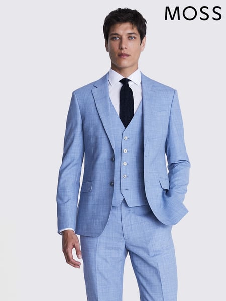 MOSS Sky Blue Slim Fit Marl Jacket (B62907) | € 279