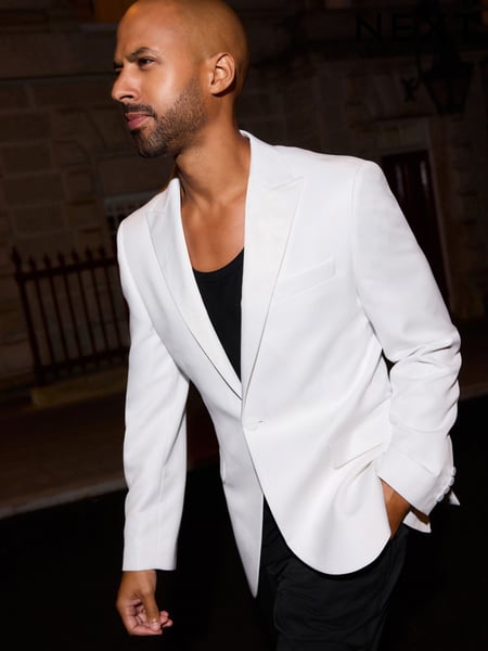 White Satin Lapel Dinner Jacket (B62958) | € 133