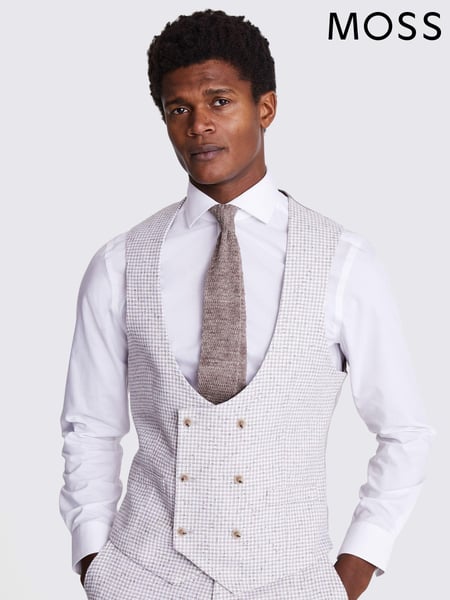 MOSS Grey Slim Fit Houndstooth Waistcoat (B63607) | € 70