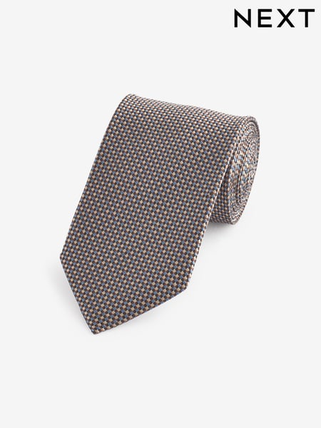 Neutral Brown/Blue Silk Design Tie (B63758) | € 16
