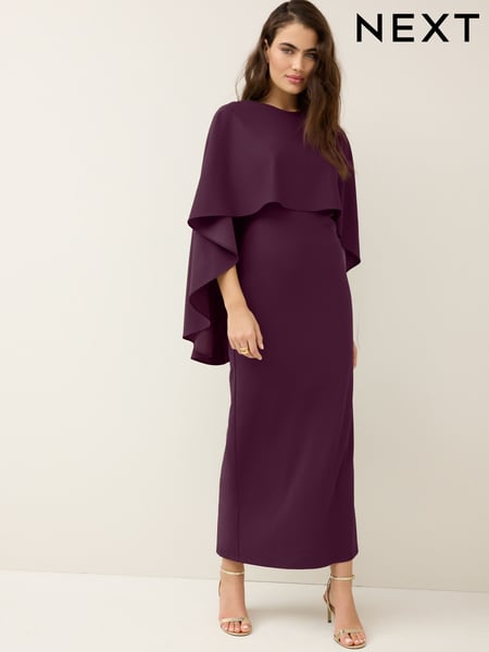Burgundy Red Cape Maxi Dress (B64090) | € 105