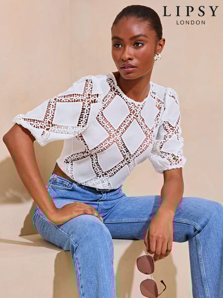 Lipsy White Diamond Lace T-Shirt (B64558) | € 28