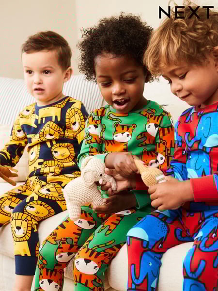 Multi Bright Animal Snuggle Pyjamas 3 Pack (9mths-8yrs) (B64680) | € 33 - € 41