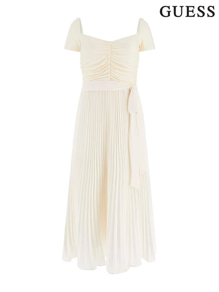 Guess Pleated Occasion Midi Dress With Linen (B64746) | € 88