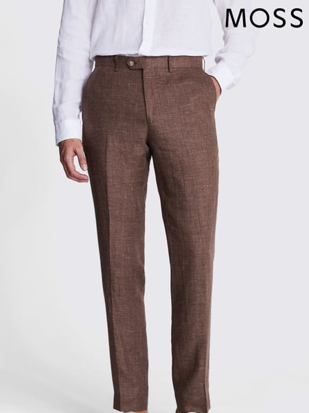 MOSS Rust Brown Tailored Fit Linen Rust Trousers (B66192) | € 86