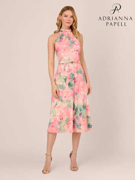Adrianna Papell Pink Printed Midi Dress (B67339) | € 49