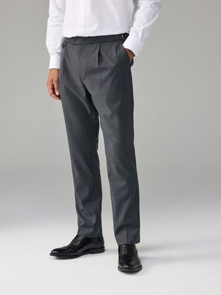 Charcoal Grey Adjustable Wool Blend Side Adjuster Smart Trousers (B67415) | € 82