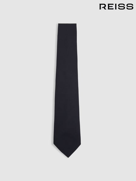 Reiss Navy Baratti Plain Woven Tie with Silk and Wool (B67486) | € 90