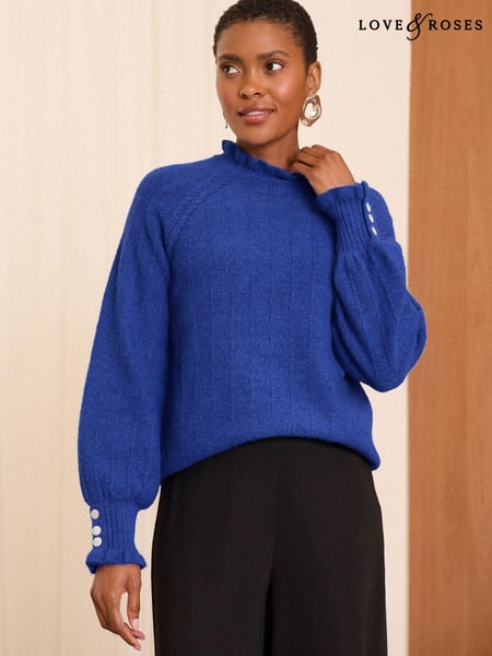 Love & Roses Blue Cosy Ruffle Long Sleeve Jumper (B67928) | € 26