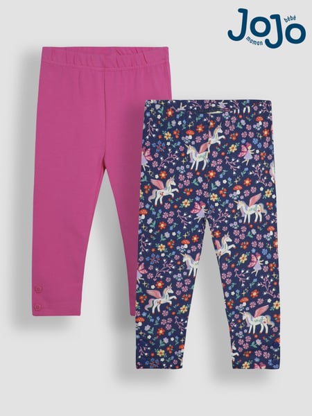 JoJo Maman Bébé Navy Blue Unicorn Floral 2-Pack Autumn Ditsy Floral Leggings (B69482) | € 35