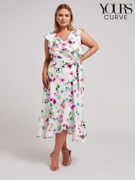 Yours Curve White Ruffle Wrap Dress (B70517) | € 40