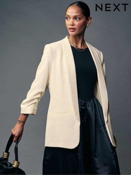 Cream Relaxed Ruched Sleeve Blazer (B71411) | € 16
