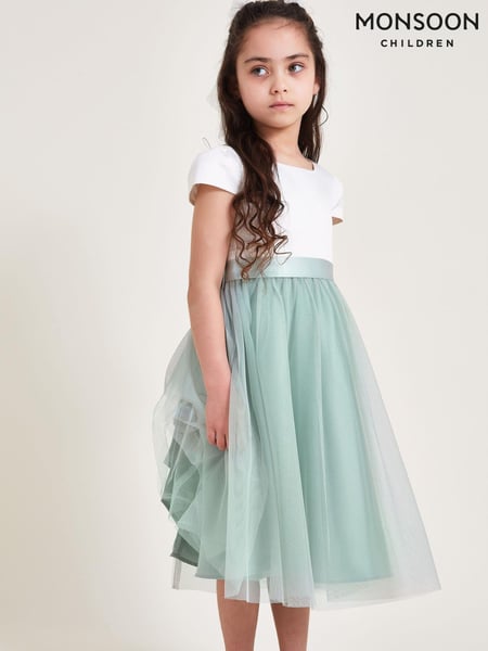Monsoon Green Tulle Flower Girl Dress (B71740) | € 70 - € 86