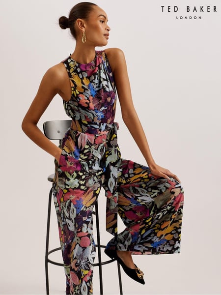 Ted Baker Black Orta Halterneck Jumpsuit With Drape Neck Detail (B73092) | € 60