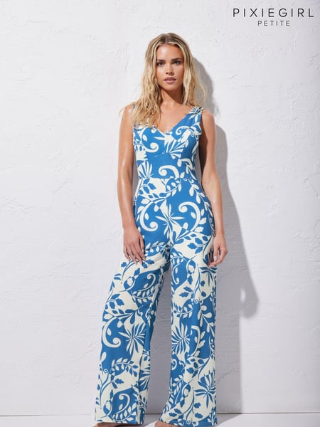 PixieGirl Petite Blue Contrast Leaf Jumpsuit (B73341) | € 27