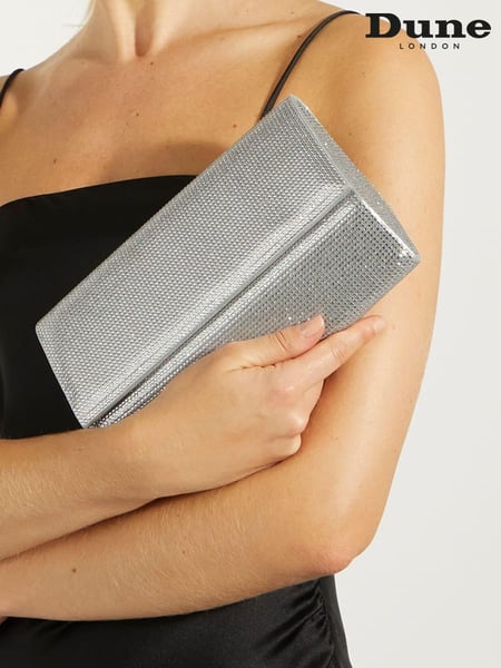 Dune London Silver Esmes Structured Foldover Clutch (B74230) | € 66