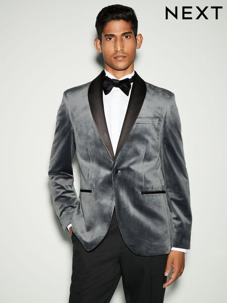 Grey Regular Fit Velvet Blazer (B74247) | € 133