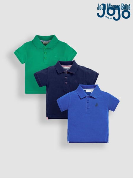 JoJo Maman Bébé Blue Polo Shirts 3-Pack (B74350) | € 45