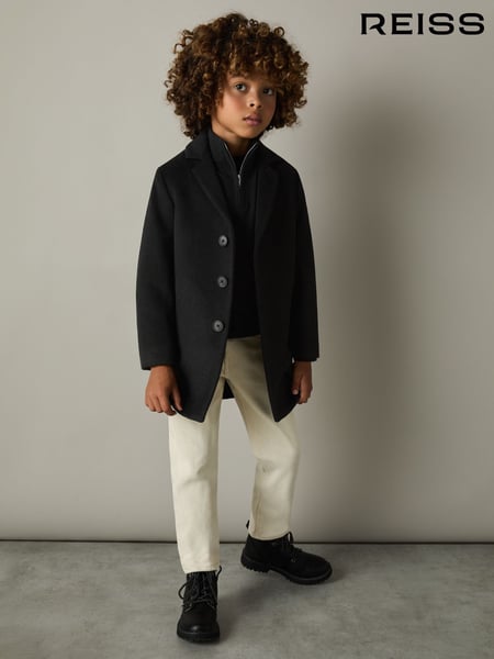 Reiss Black Gable 3-9 yrs Single Breasted Overcoat (B74642) | € 153