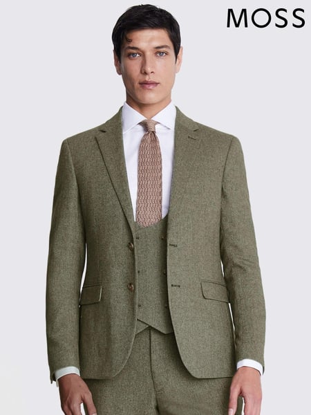MOSS Sage Green Slim Fit Herringbone Tweed Jacket (B75050) | € 248