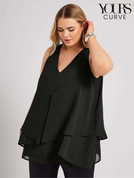 Yours Curve Black London Layered Sleeveless Blouse (B75505) | € 50