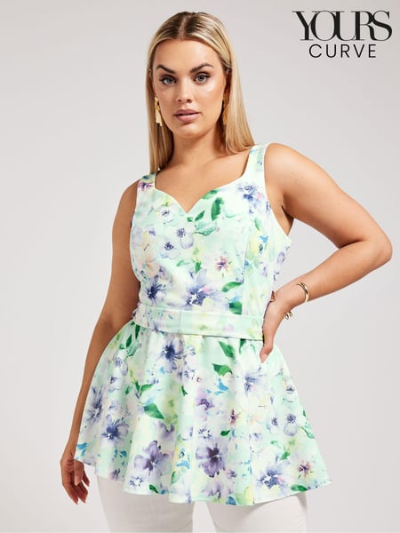 Yours Curve Green Sweetheart Peplum Top (B75578) | € 61