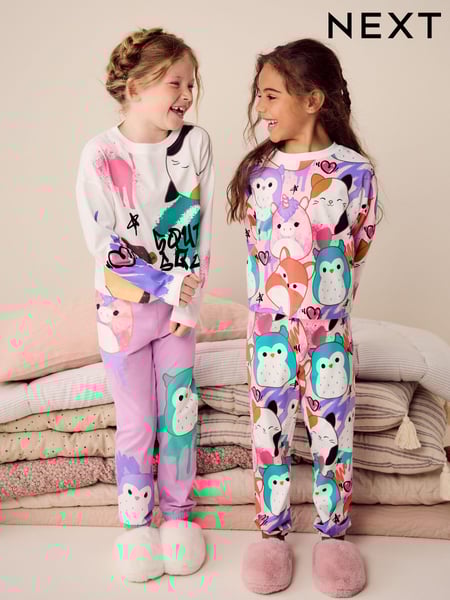 White/Pink/Purple License Squishmallows Pyjamas 2 Pack (5-14yrs) (B75776) | € 43 - € 51