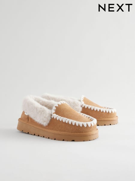 Hellbraun - Suede Stitch Moccasin Slippers (B75846) | 15 €