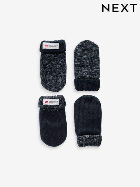 Navy Blue Thinsulate™ Mittens 2 Pack (3mths-6yrs) (B76088) | € 7 - € 8