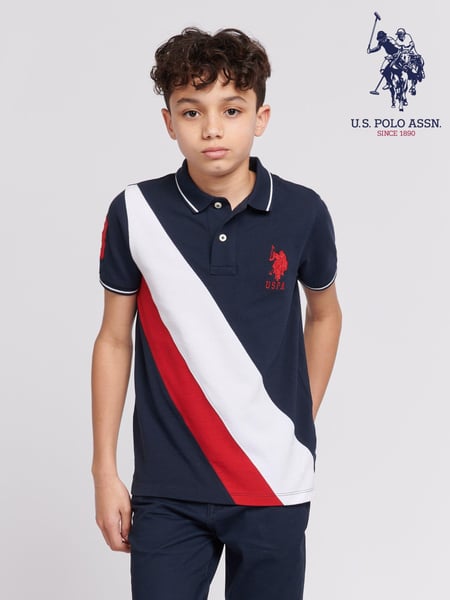 U.S. Polo Assn. Blue Boys 100% Cotton Player 3 Sash Polo Shirt (B76348) | € 70 - € 84
