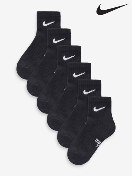 Nike Black Little Kids Performance Quarter Crew Socks 6 Pack (B76511) | € 25