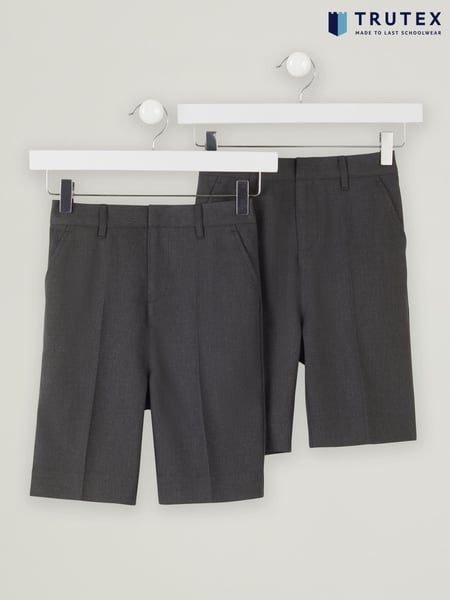 Trutex Junior Boys Slim Leg Grey 2 Pack School Shorts (B76544) | € 37 - € 44