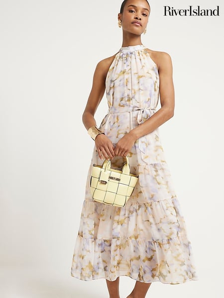 River Island White Halter Neck Shift Midi Dress (B77265) | € 34