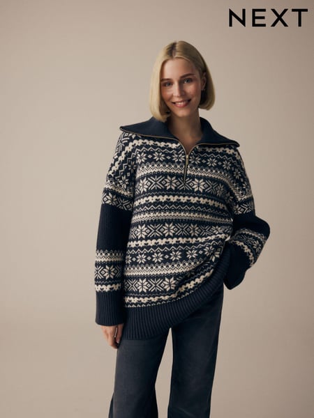 Black/White Matching Family Womens Christmas Fairisle Pattern Jumper (B78201) | € 31