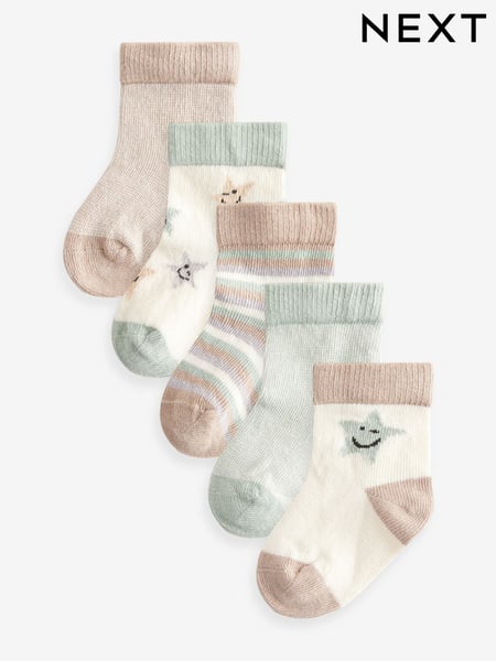 Green/Ecru Baby Socks 5 Pack (0mths-2yrs) (B78614) | € 9