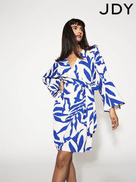 JDY Blue Leaf Print Wrap Mini Dress (B78702) | € 21