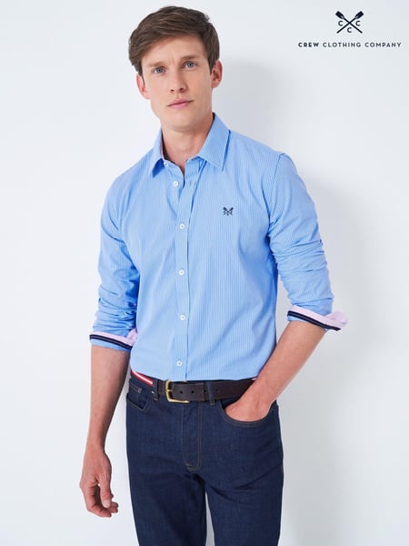 Crew Clothing Company Blue Classic Fit Heritage 100% Cotton Micro Stripe Shirt (B79395) | € 89