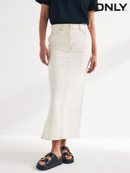 ONLY White Side Split Denim Maxi Skirt (B79484) | € 27