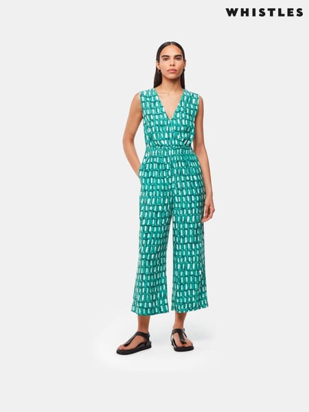 Whistles Green Petite Linked Smudge Lorna Jumpsuit (B80108) | € 90