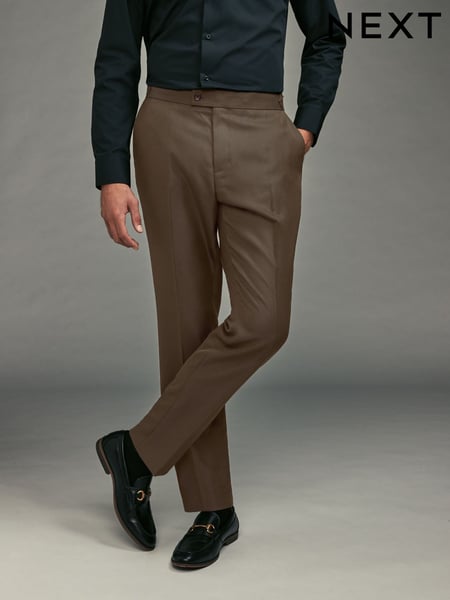 Brown Slim Fit Tape Detail Tuxedo Trousers (B80729) | € 27