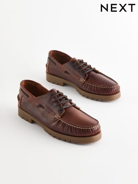 Kastanienbraun - Leather Boat Shoes (B81197) | 33 €