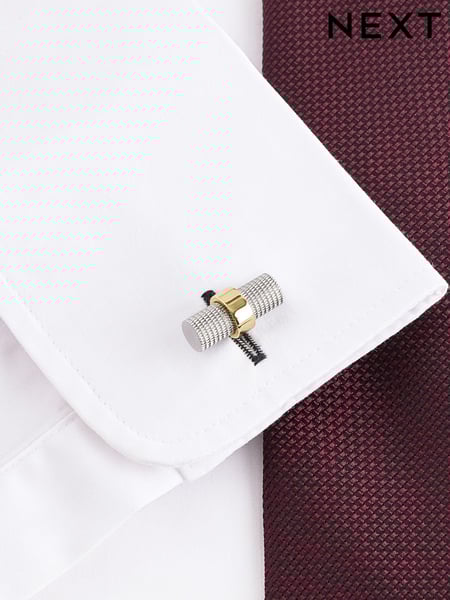Two Tone Textured Barrell Cufflink (B81405) | € 18