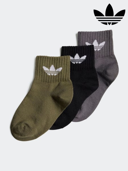 adidas Originals Green/Black Kids Mid Ankle Socks 3 Pack (B82274) | € 9