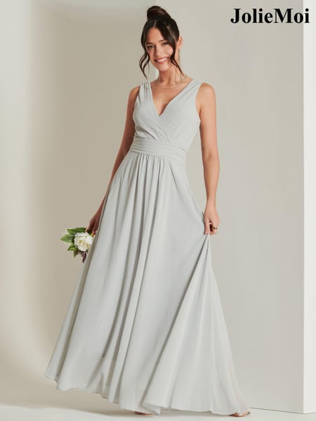 Jolie Moi Grey Pleated Bodice Chiffon Maxi Dress (B83466) | € 53