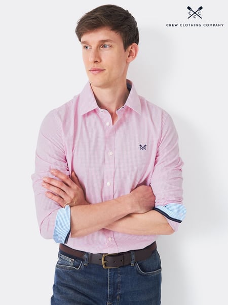 Crew Clothing Pink Long Sleeve 100% Cotton Gingham Shirt (B83664) | € 89