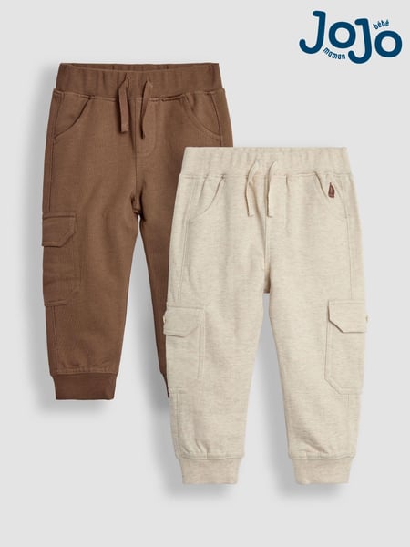 JoJo Maman Bébé Tan Brown & Natural Marl 2-Pack Cargo Joggers (B83672) | € 37