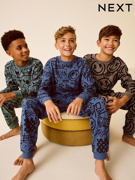 Blue/Green/Neutral Character 3 Pack Long Sleeve Pyjamas (3-16yrs) (B84141) | € 41 - € 51