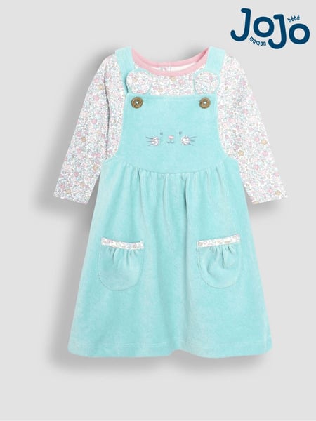 JoJo Maman Bébé Duck Egg Mouse Velour Pinafore Dress And Top Set 2 Pack (B84590) | € 45