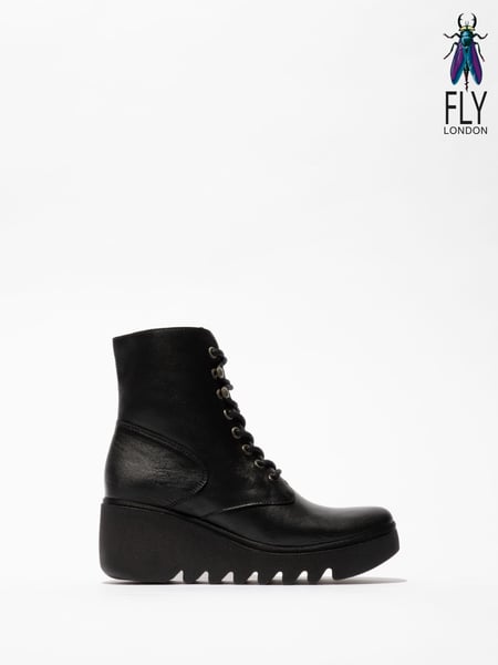 Fly London Birr Lace-Up Ankle Black Boots (B85476) | € 113