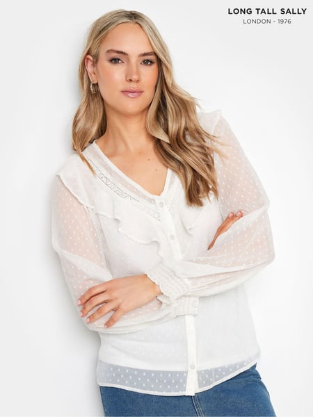 Long Tall Sally Cream Dobby Frill Blouse (B85823) | € 48